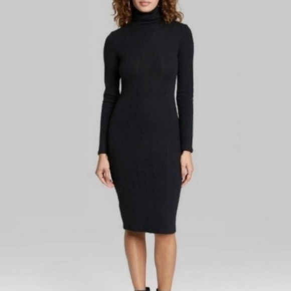 Dresses & Skirts - Wild Fable Long Sleeve Turtleneck Knit Bodycon Dress in Black. Size M. Worn Once